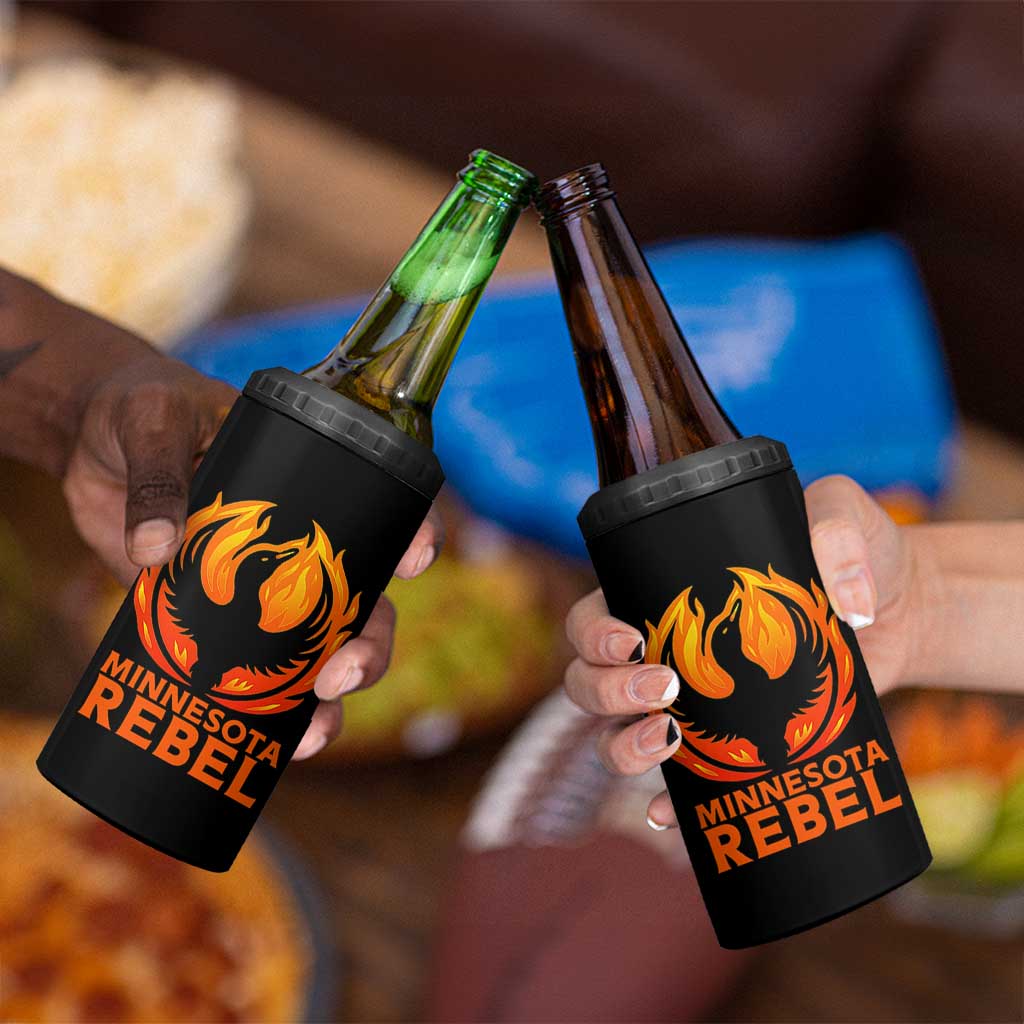 Minnesota Rebel Loon 4 in 1 Can Cooler Tumbler Rising From Fire Political Resistance