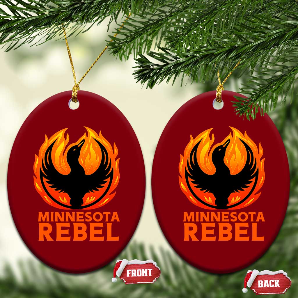 Minnesota Rebel Loon Ceramic Ornament Rising From Fire Political Resistance