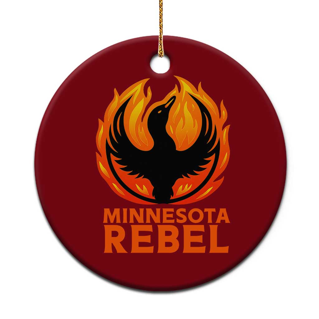 Minnesota Rebel Loon Ceramic Ornament Rising From Fire Political Resistance