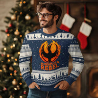 Minnesota Rebel Loon Ugly Christmas Sweater Rising From Fire Political Resistance