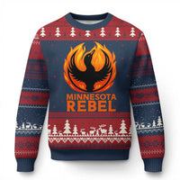 Minnesota Rebel Loon Ugly Christmas Sweater Rising From Fire Political Resistance