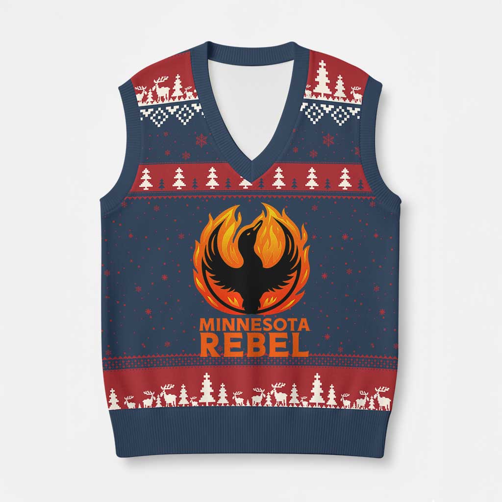 Minnesota Rebel Loon V-Neck Knit Sweater Vest Rising From Fire Political Resistance