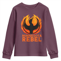 Minnesota Rebel Loon Youth Sweatshirt Rising From Fire Political Resistance