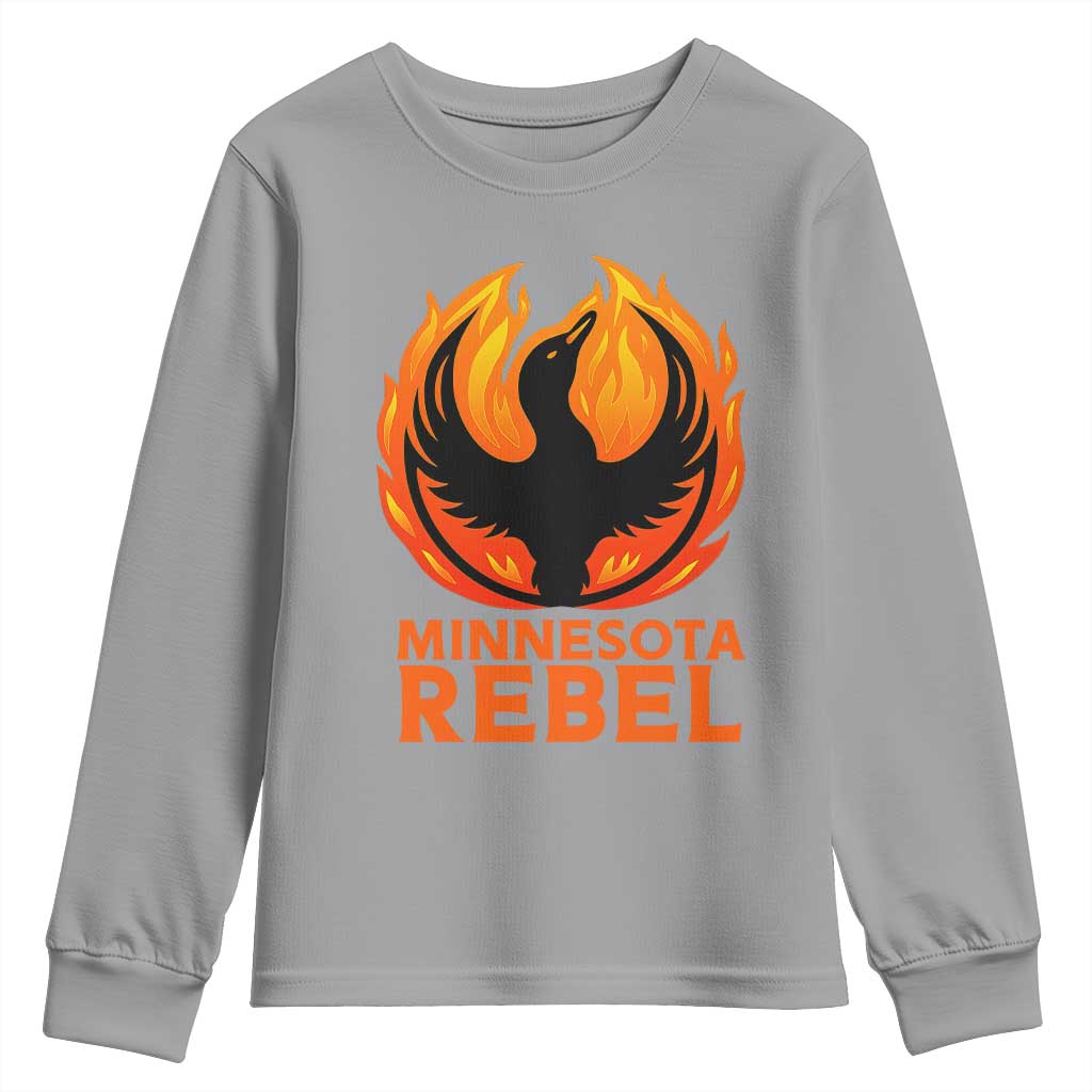Minnesota Rebel Loon Youth Sweatshirt Rising From Fire Political Resistance