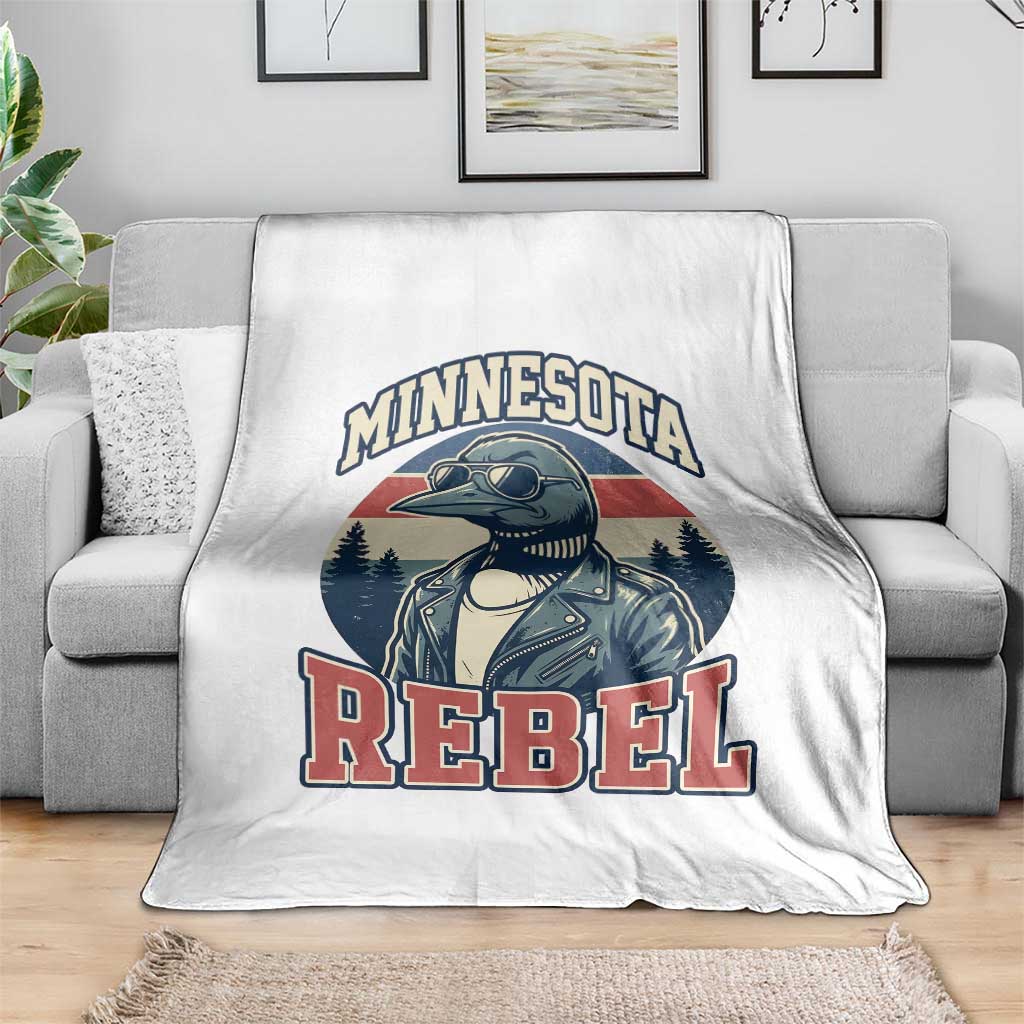 Minnesota Rebel Grumpy Loon Throw Blanket Retro Vintage Politcal Resistance