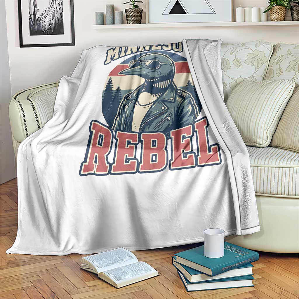Minnesota Rebel Grumpy Loon Throw Blanket Retro Vintage Politcal Resistance