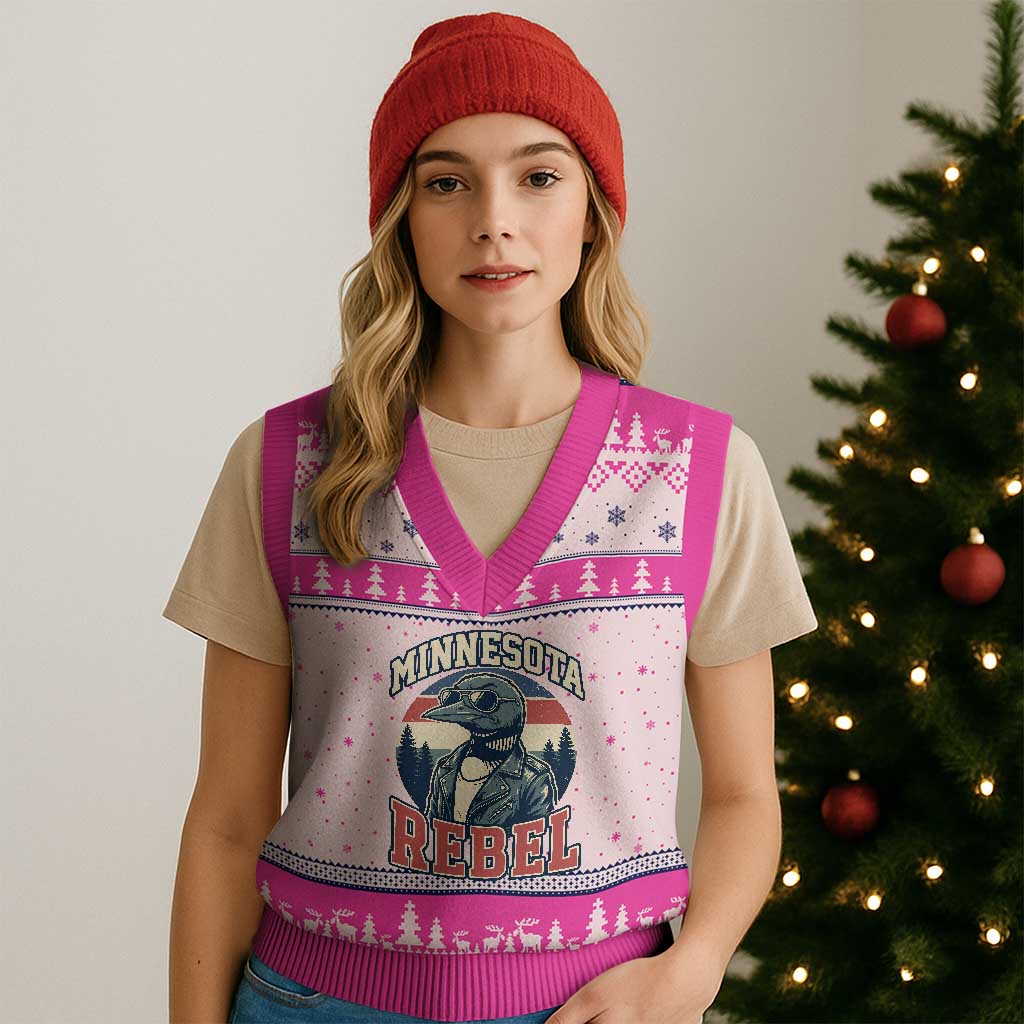 Minnesota Rebel Grumpy Loon V-Neck Knit Sweater Vest Retro Vintage Politcal Resistance