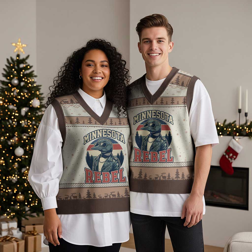 Minnesota Rebel Grumpy Loon V-Neck Knit Sweater Vest Retro Vintage Politcal Resistance