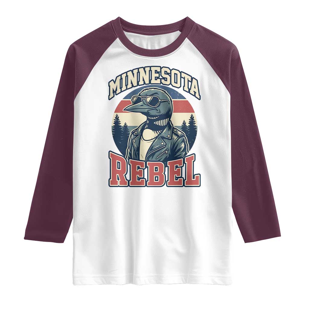Minnesota Rebel Grumpy Loon Raglan Shirt Retro Vintage Politcal Resistance