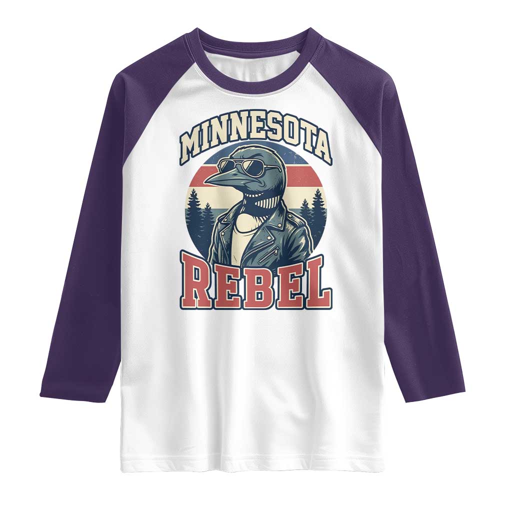 Minnesota Rebel Grumpy Loon Raglan Shirt Retro Vintage Politcal Resistance