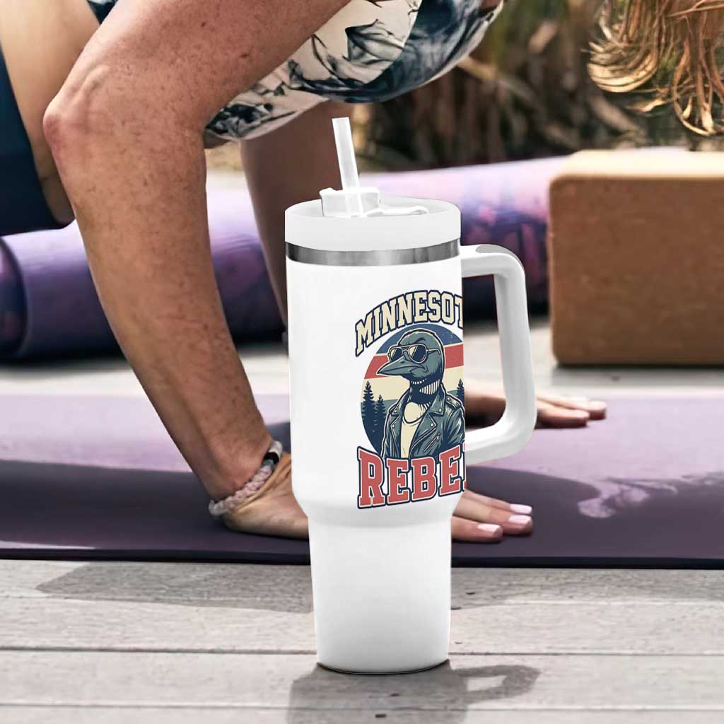 Minnesota Rebel Grumpy Loon Tumbler With Handle Retro Vintage Politcal Resistance