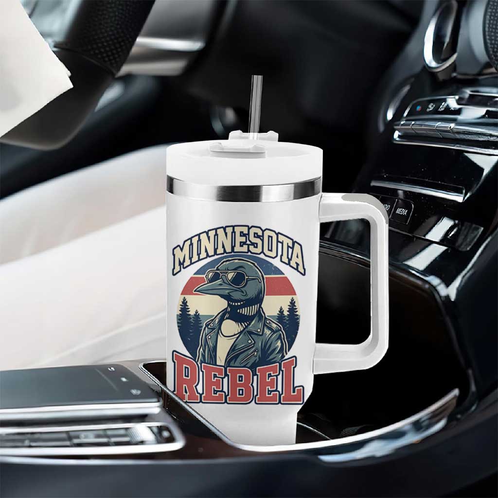 Minnesota Rebel Grumpy Loon Tumbler With Handle Retro Vintage Politcal Resistance