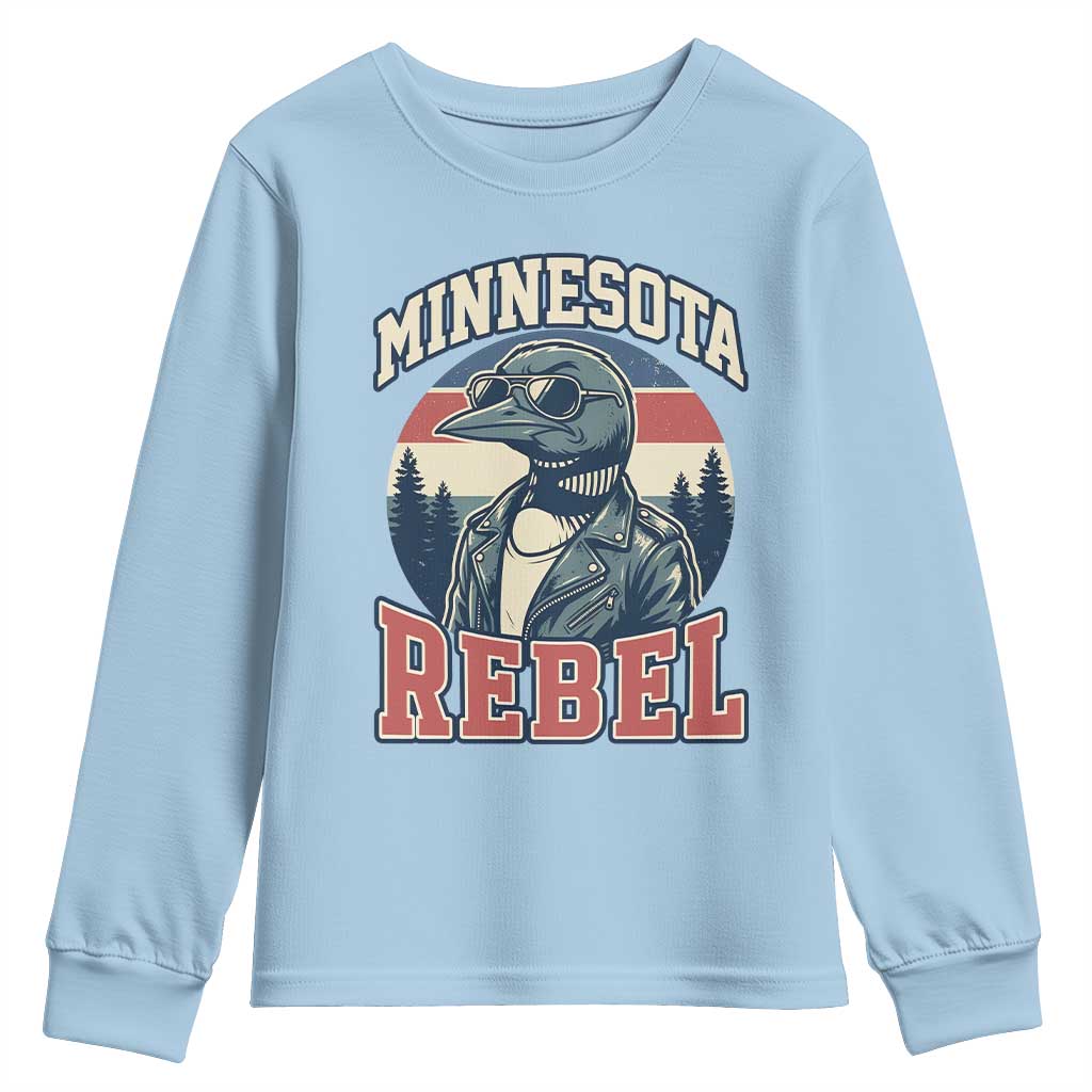 Minnesota Rebel Grumpy Loon Youth Sweatshirt Retro Vintage Politcal Resistance