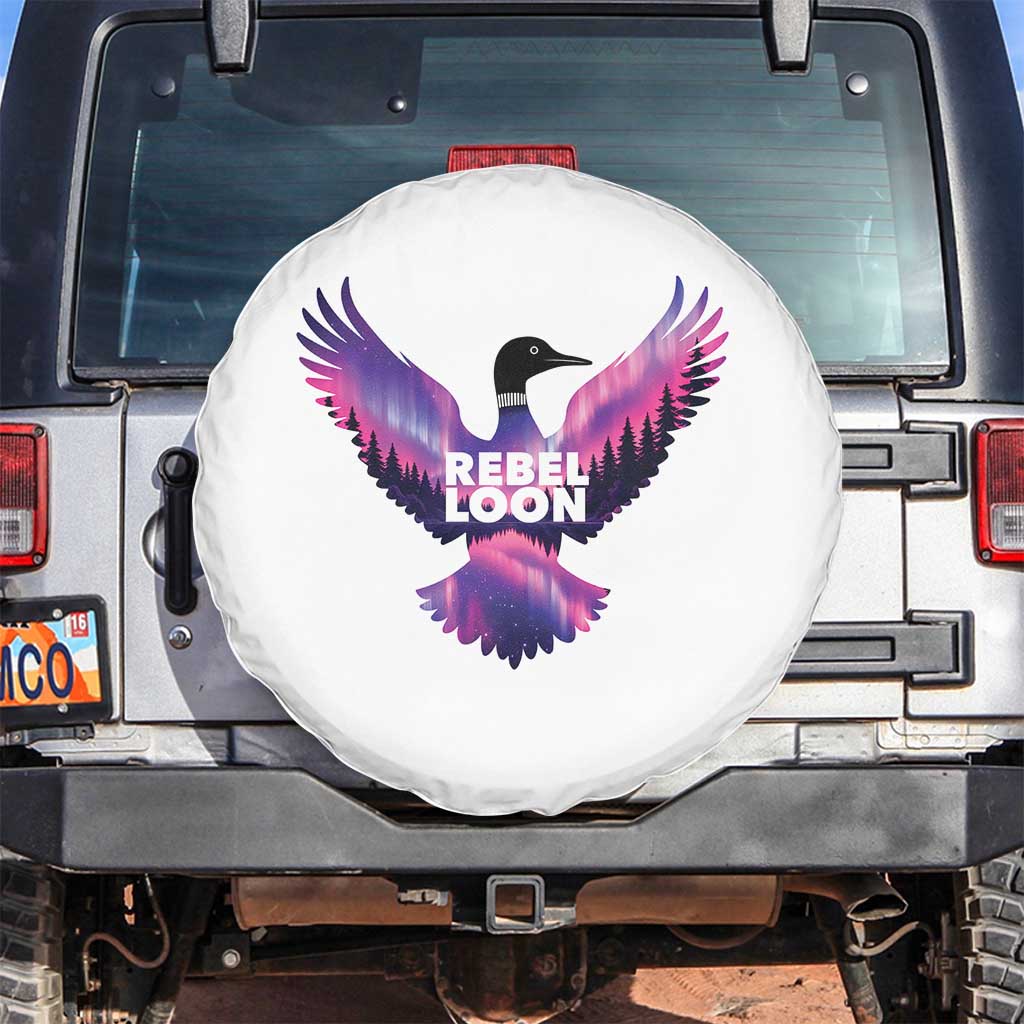 Rebel Loon Aurora Northern Lights Spare Tire Cover Minnesota Night Sky Politcal Resistance