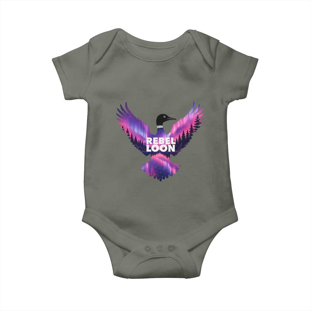 Rebel Loon Aurora Northern Lights Baby Onesie Minnesota Night Sky Politcal Resistance