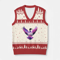 Rebel Loon Aurora Northern Lights V-Neck Knit Sweater Vest Minnesota Night Sky Politcal Resistance