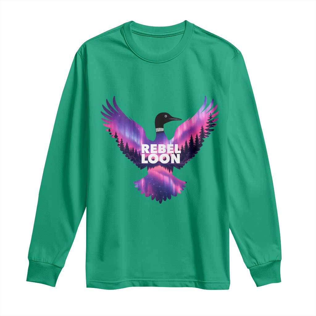 Rebel Loon Aurora Northern Lights Long Sleeve Shirt Minnesota Night Sky Politcal Resistance