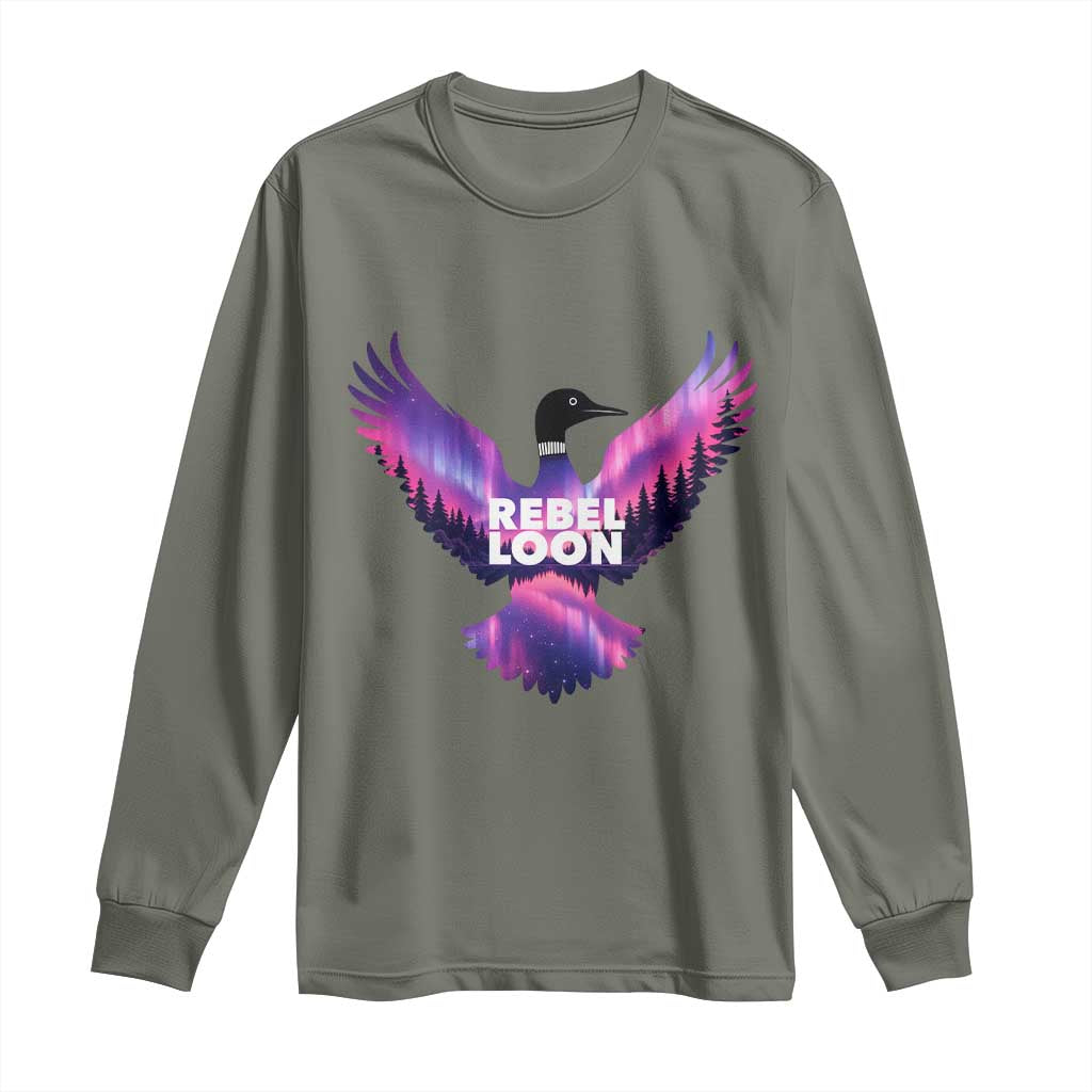 Rebel Loon Aurora Northern Lights Long Sleeve Shirt Minnesota Night Sky Politcal Resistance