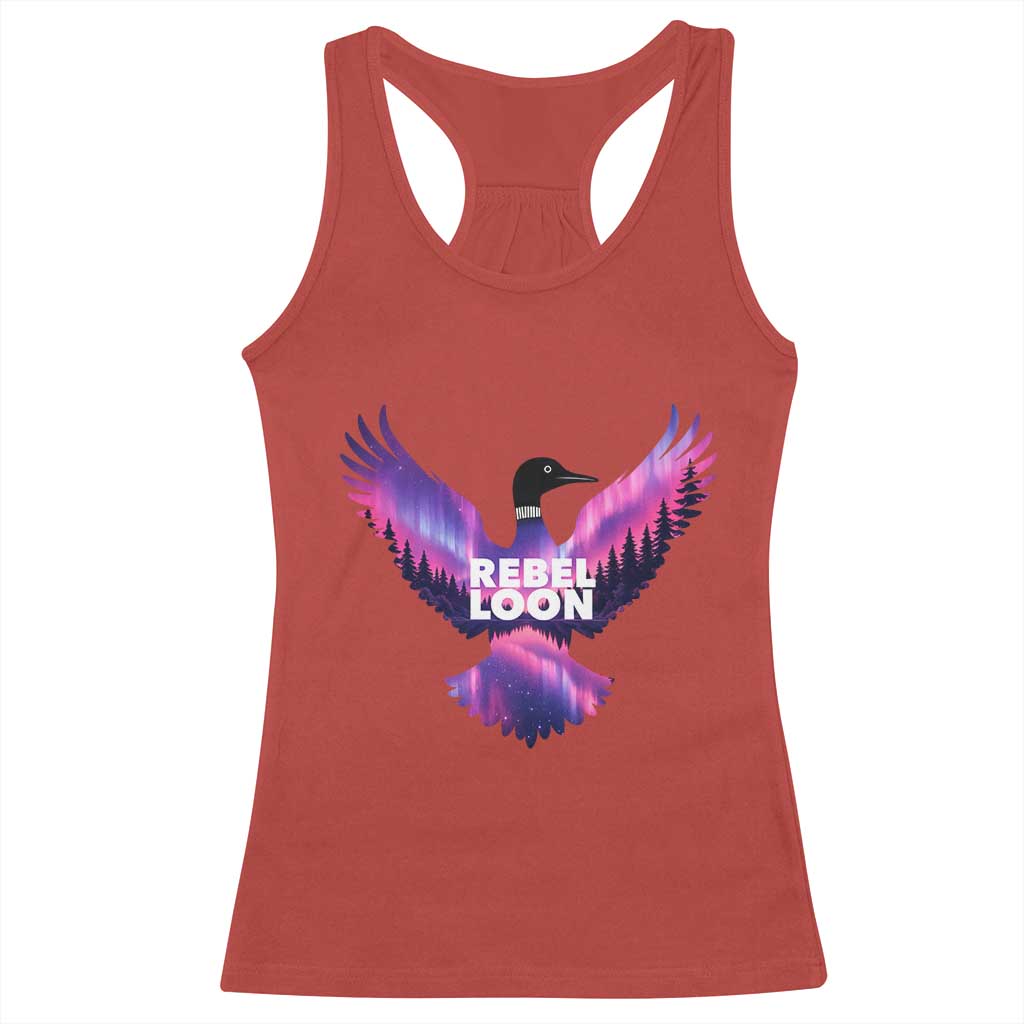 Rebel Loon Aurora Northern Lights Racerback Tank Top Minnesota Night Sky Politcal Resistance