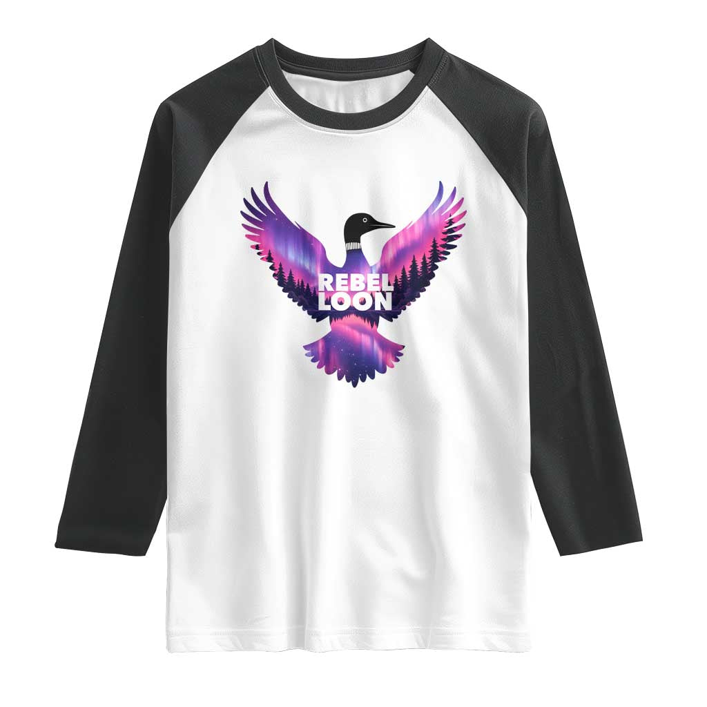 Rebel Loon Aurora Northern Lights Raglan Shirt Minnesota Night Sky Politcal Resistance