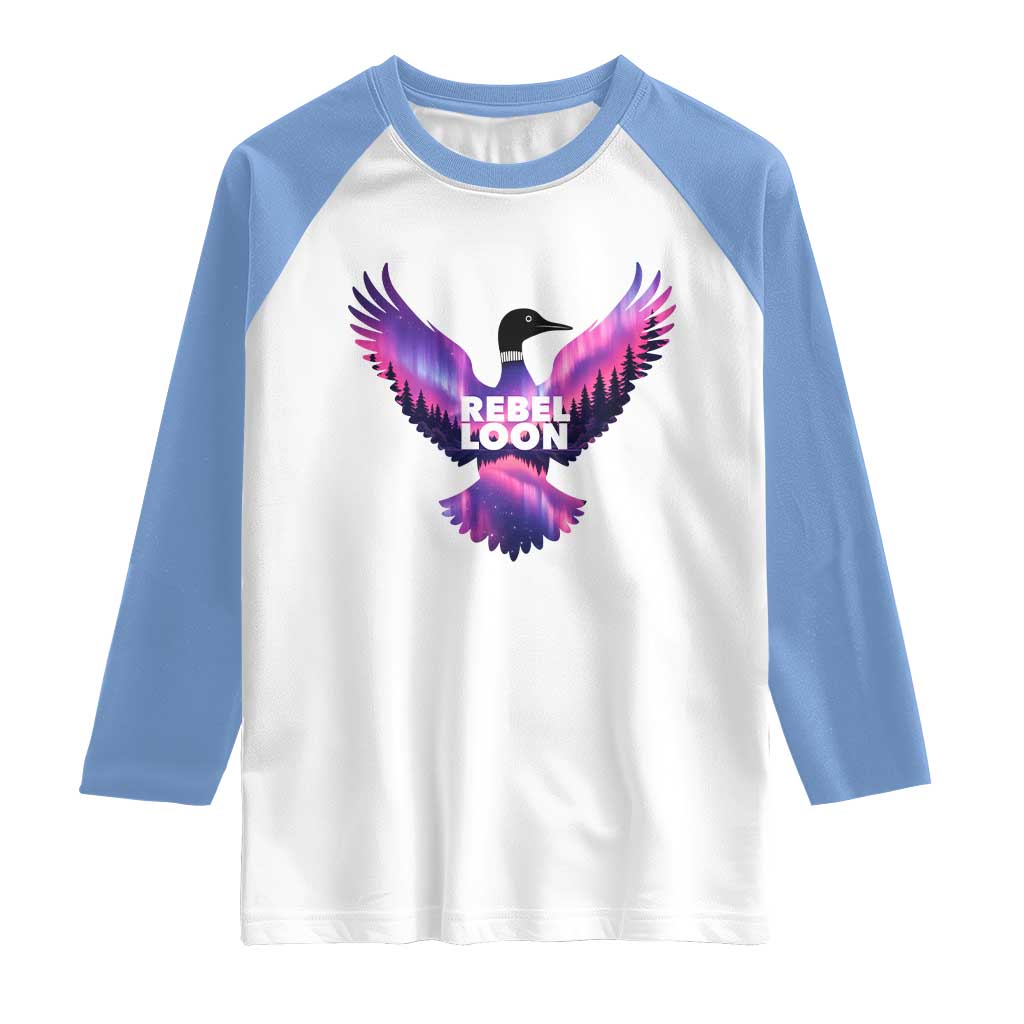 Rebel Loon Aurora Northern Lights Raglan Shirt Minnesota Night Sky Politcal Resistance
