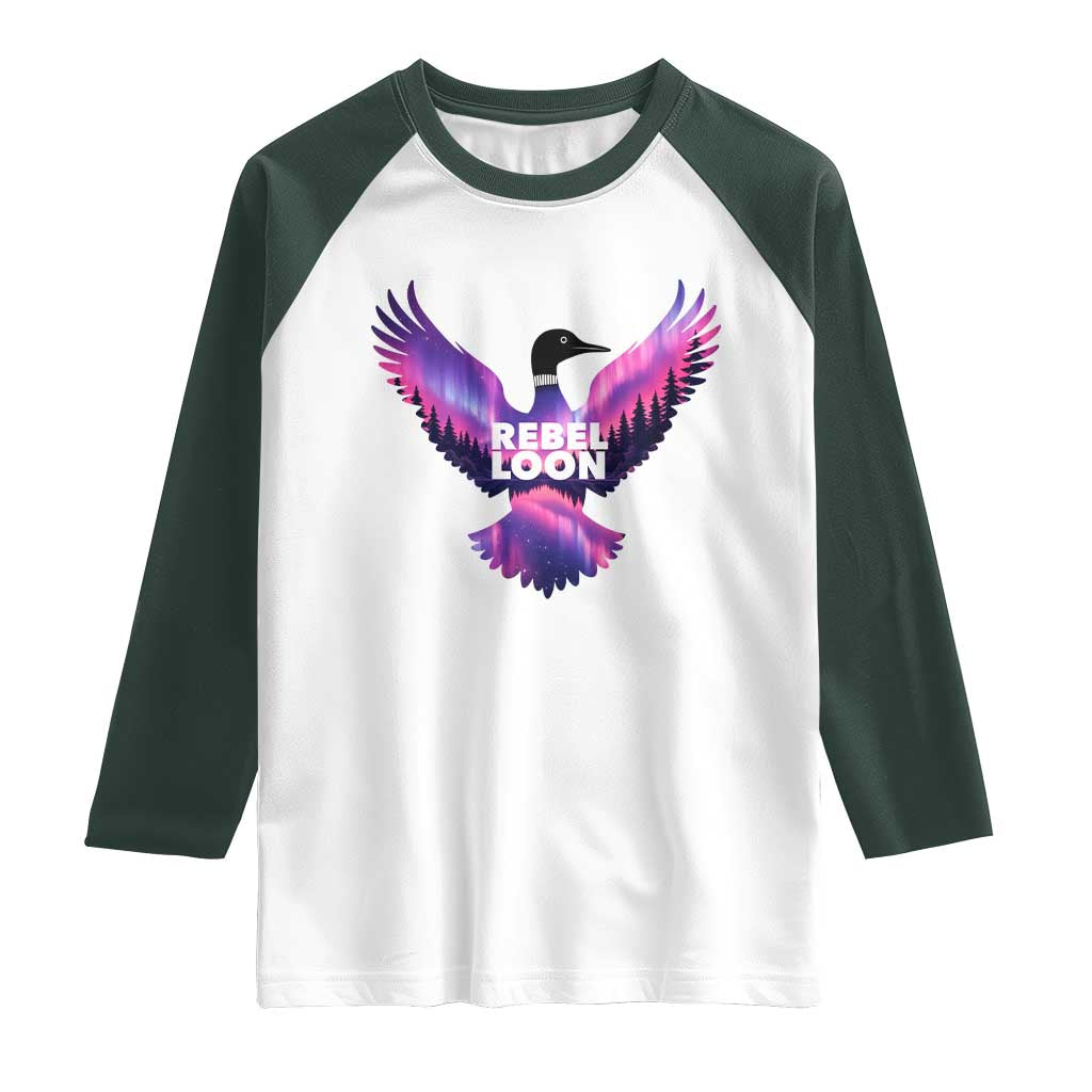Rebel Loon Aurora Northern Lights Raglan Shirt Minnesota Night Sky Politcal Resistance