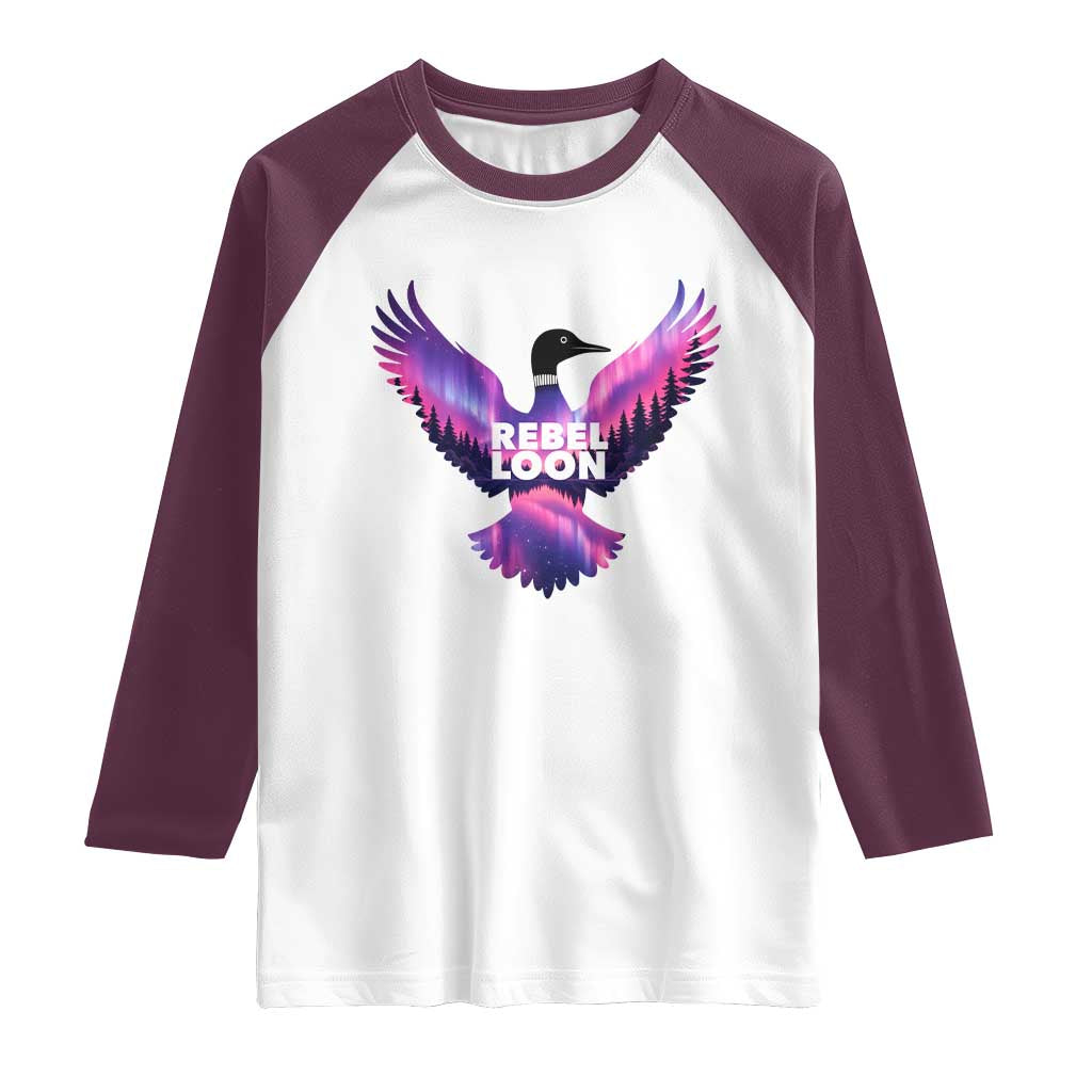 Rebel Loon Aurora Northern Lights Raglan Shirt Minnesota Night Sky Politcal Resistance