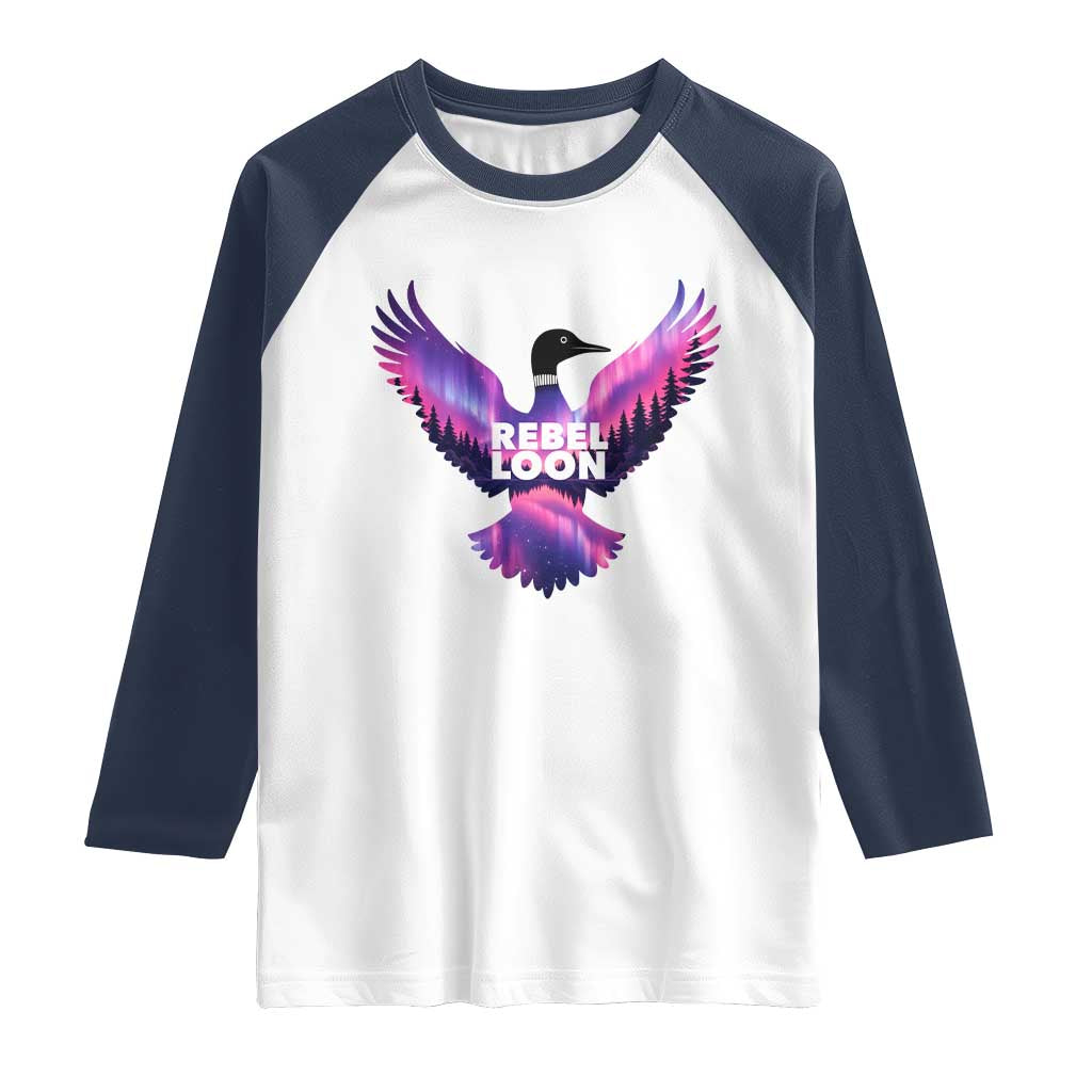 Rebel Loon Aurora Northern Lights Raglan Shirt Minnesota Night Sky Politcal Resistance