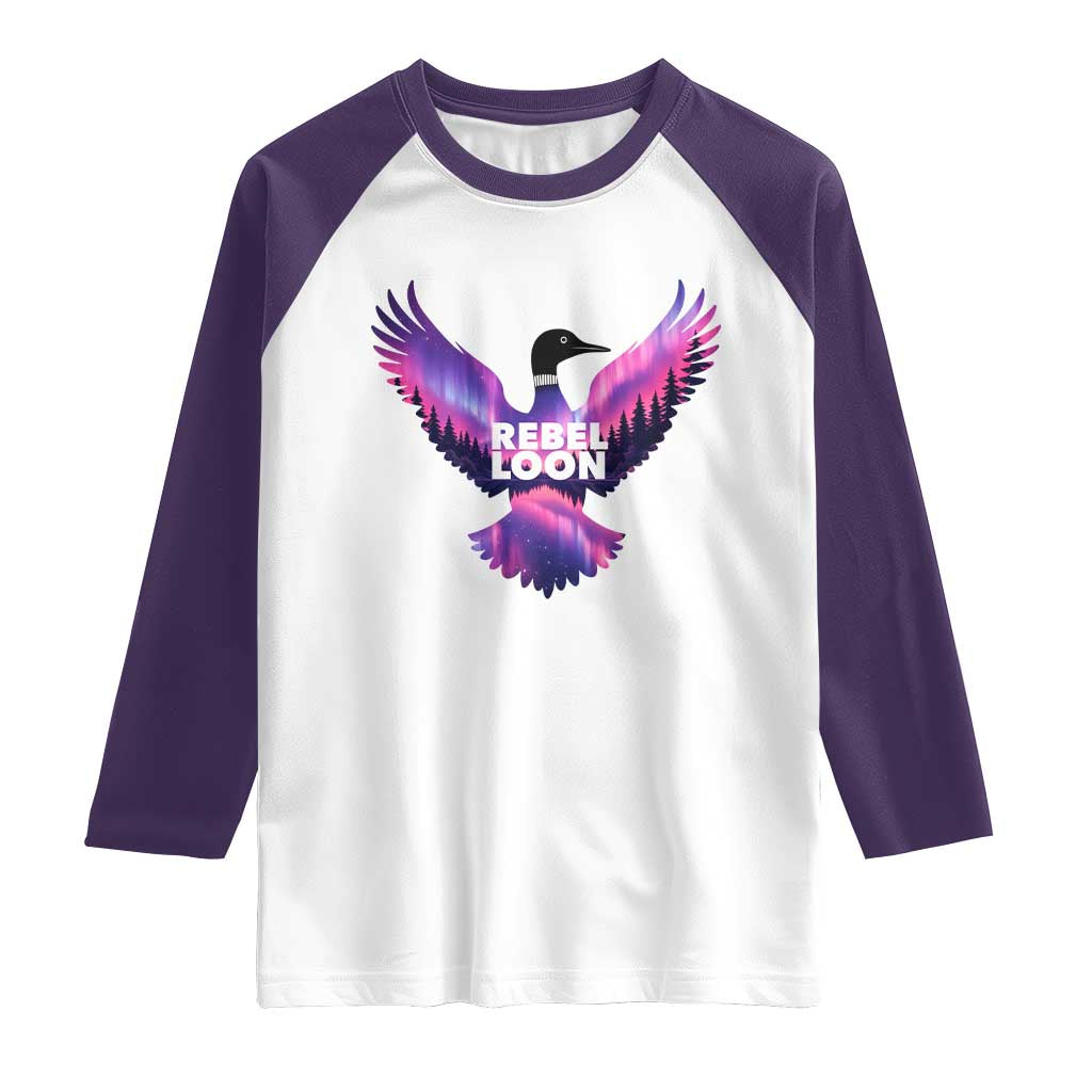 Rebel Loon Aurora Northern Lights Raglan Shirt Minnesota Night Sky Politcal Resistance