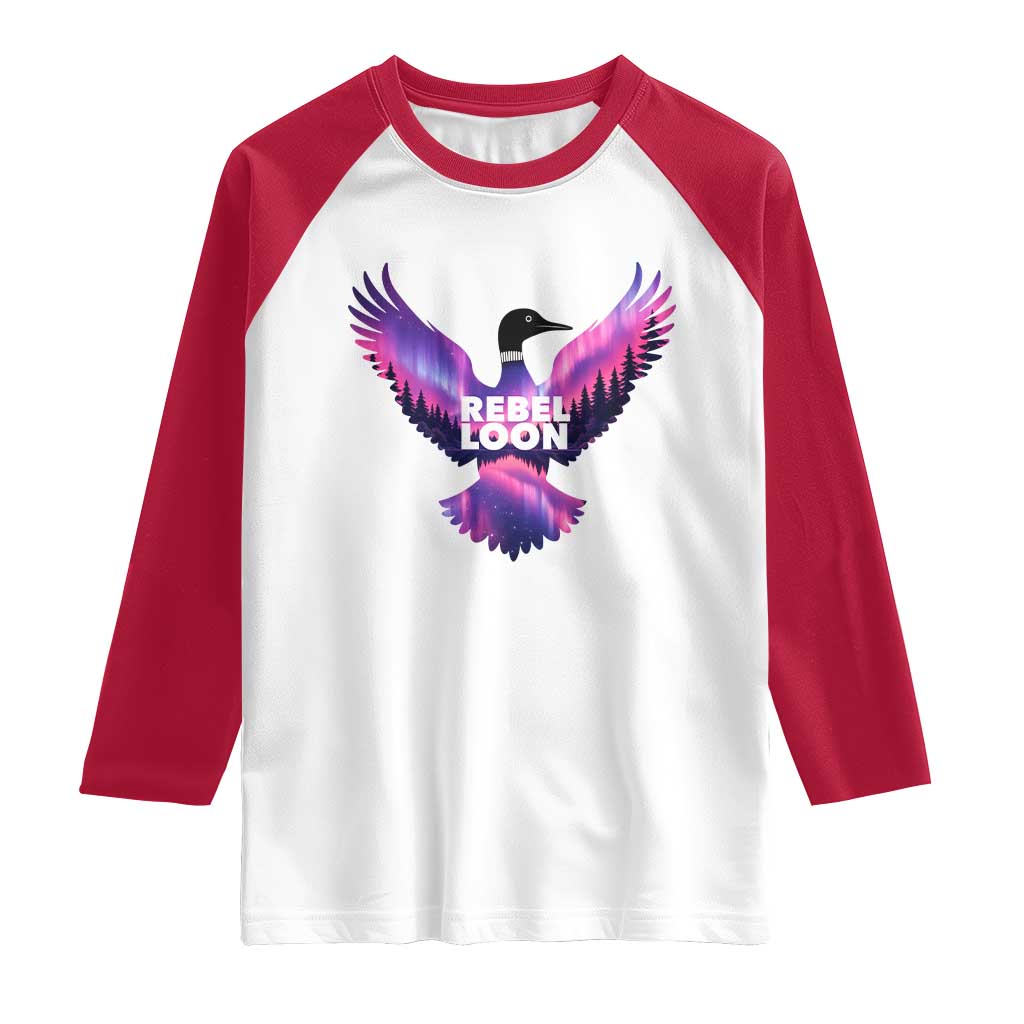 Rebel Loon Aurora Northern Lights Raglan Shirt Minnesota Night Sky Politcal Resistance