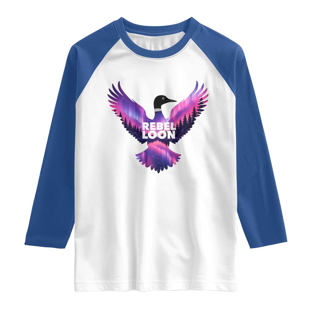 Rebel Loon Aurora Northern Lights Raglan Shirt Minnesota Night Sky Politcal Resistance