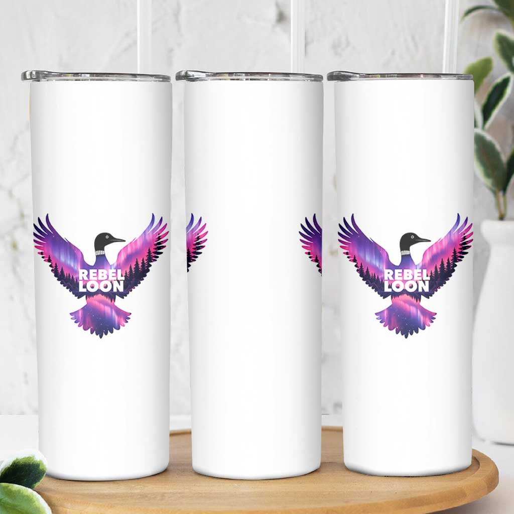 Rebel Loon Aurora Northern Lights Skinny Tumbler Minnesota Night Sky Politcal Resistance