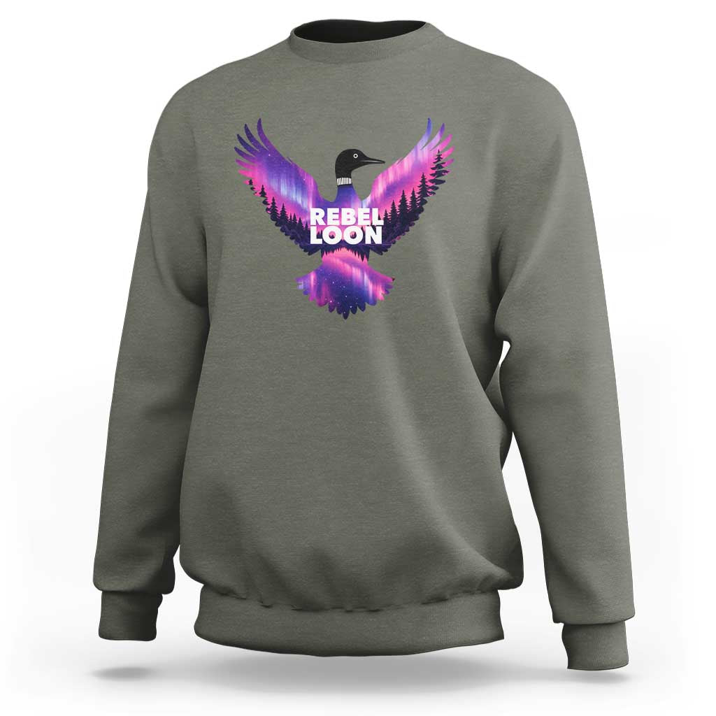 Rebel Loon Aurora Northern Lights Sweatshirt Minnesota Night Sky Politcal Resistance
