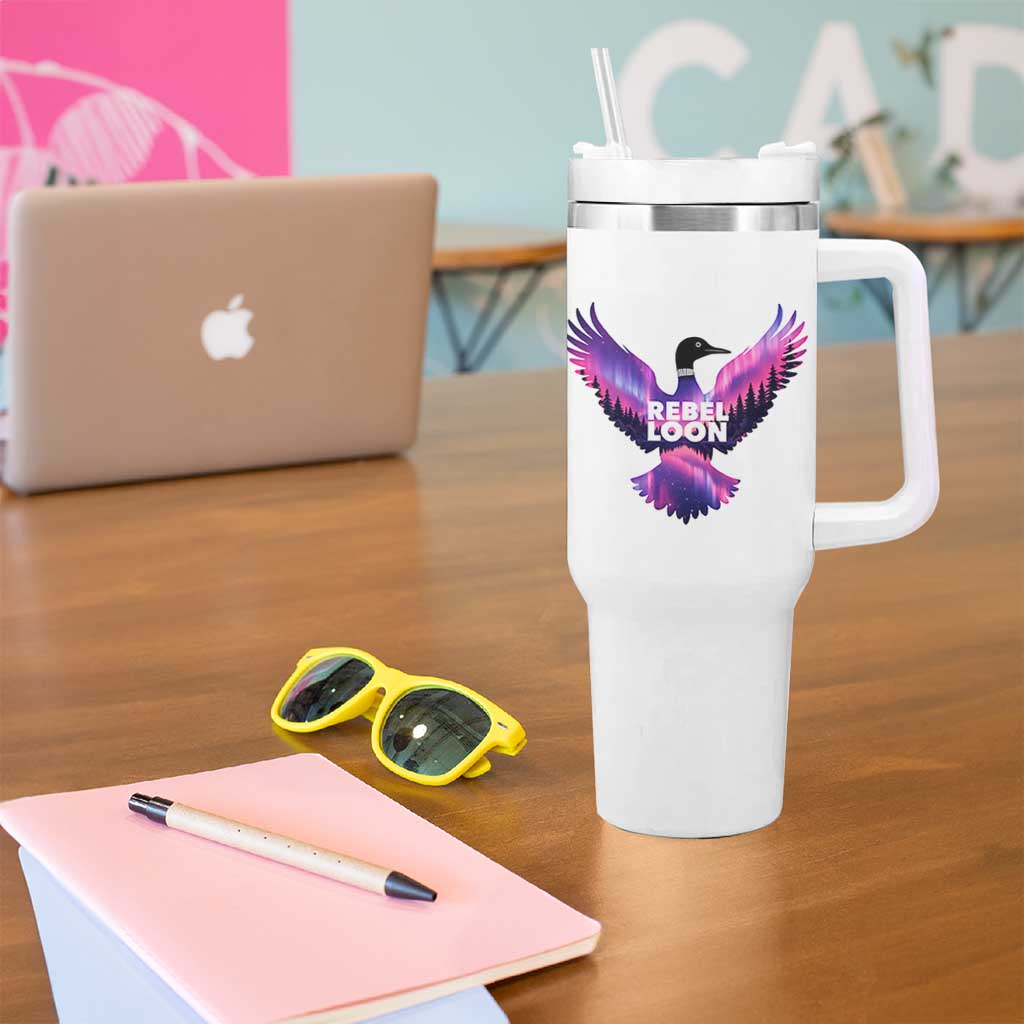 Rebel Loon Aurora Northern Lights Tumbler With Handle Minnesota Night Sky Politcal Resistance