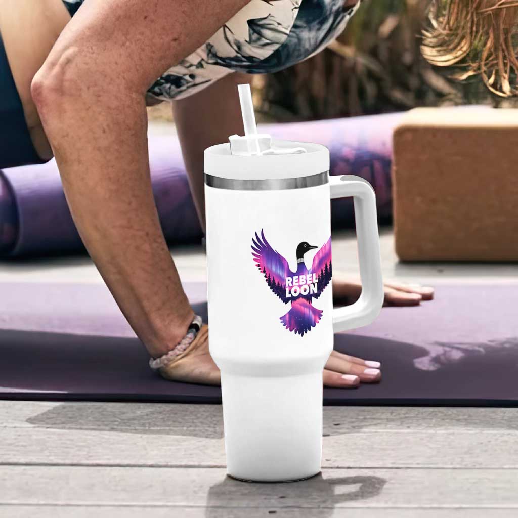 Rebel Loon Aurora Northern Lights Tumbler With Handle Minnesota Night Sky Politcal Resistance