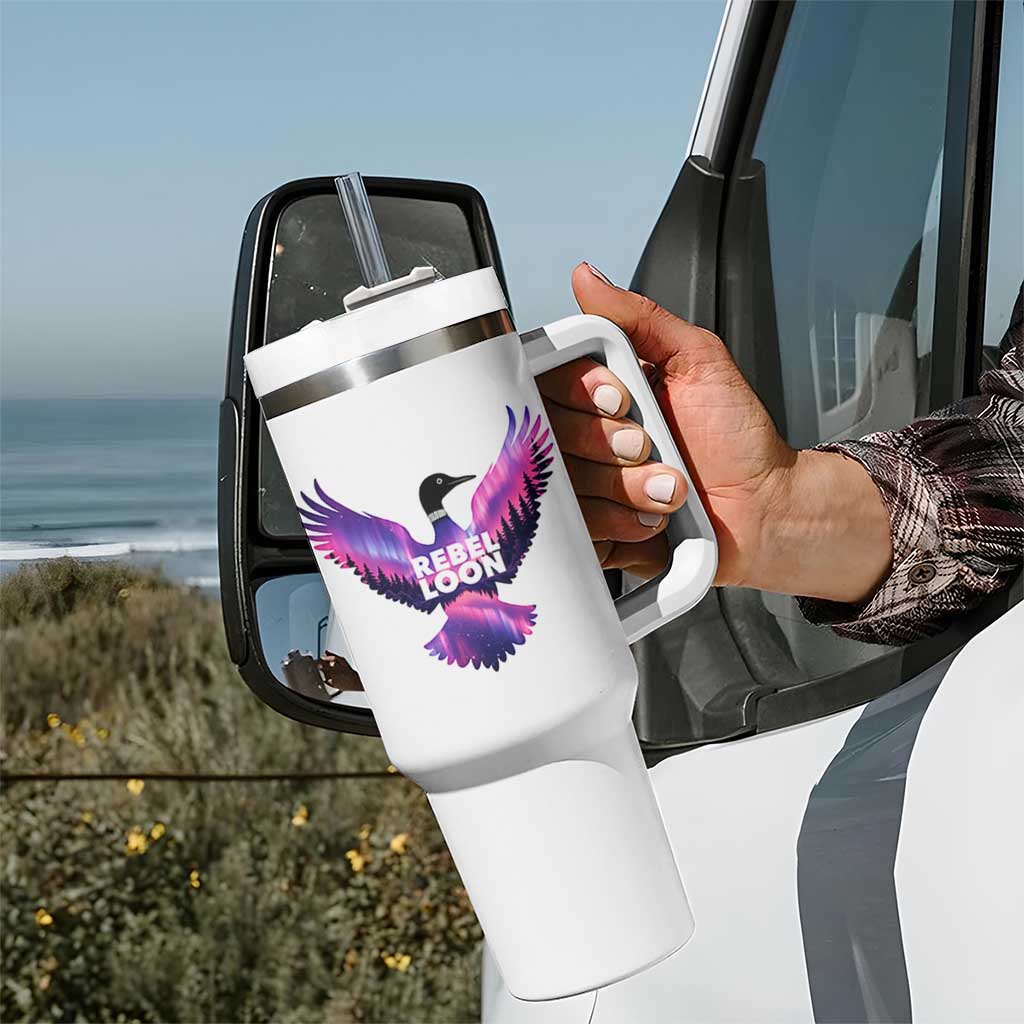 Rebel Loon Aurora Northern Lights Tumbler With Handle Minnesota Night Sky Politcal Resistance