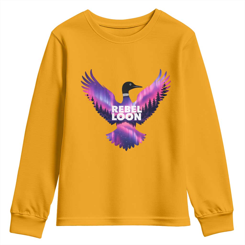 Rebel Loon Aurora Northern Lights Youth Sweatshirt Minnesota Night Sky Politcal Resistance