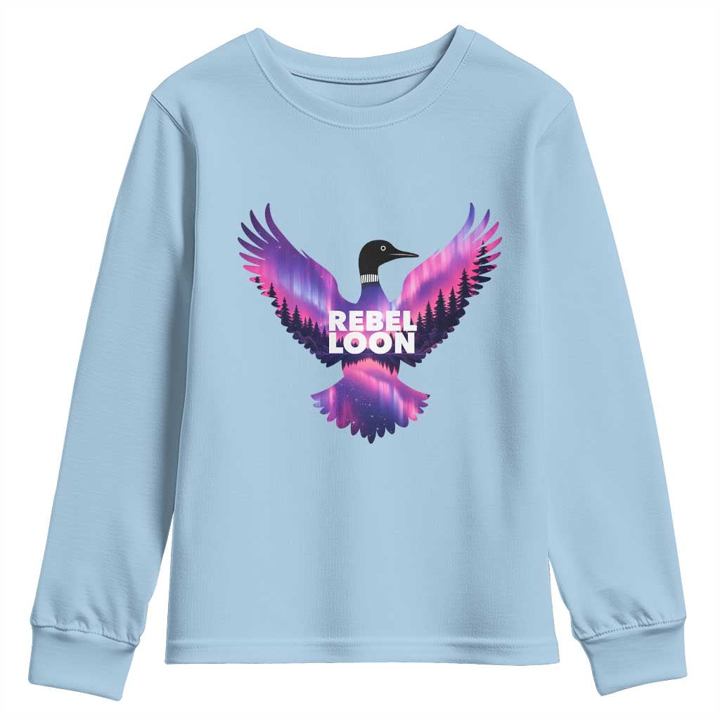 Rebel Loon Aurora Northern Lights Youth Sweatshirt Minnesota Night Sky Politcal Resistance