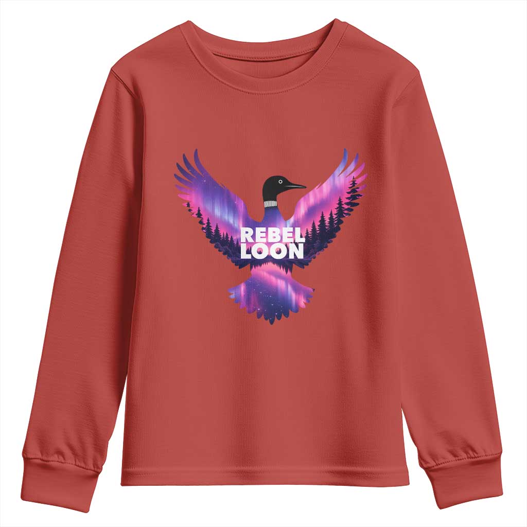Rebel Loon Aurora Northern Lights Youth Sweatshirt Minnesota Night Sky Politcal Resistance