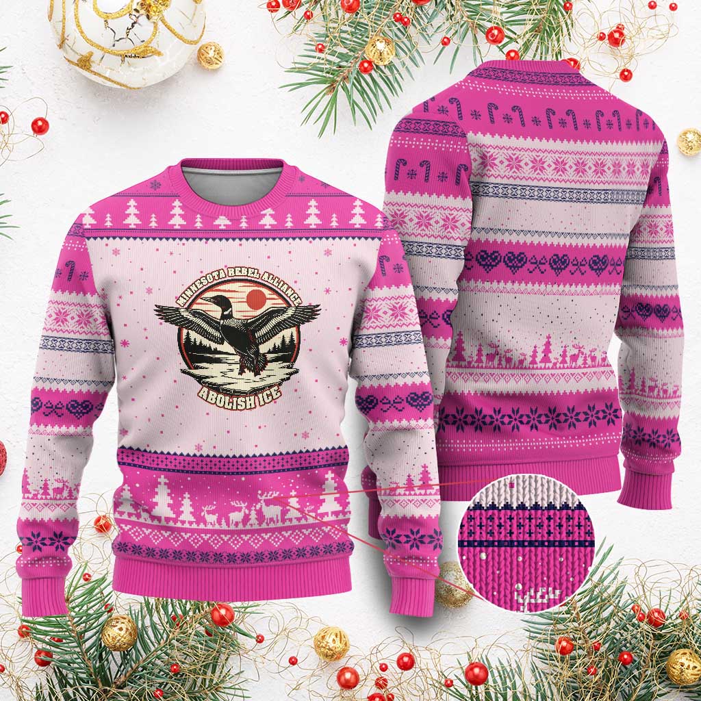 Minnesota Rebel Alliance Loon Ugly Christmas Sweater Abolish Ice Protest