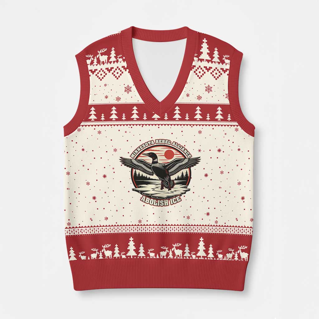 Minnesota Rebel Alliance Loon V-Neck Knit Sweater Vest Abolish Ice Protest