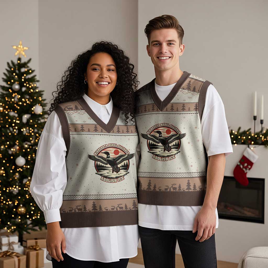 Minnesota Rebel Alliance Loon V-Neck Knit Sweater Vest Abolish Ice Protest