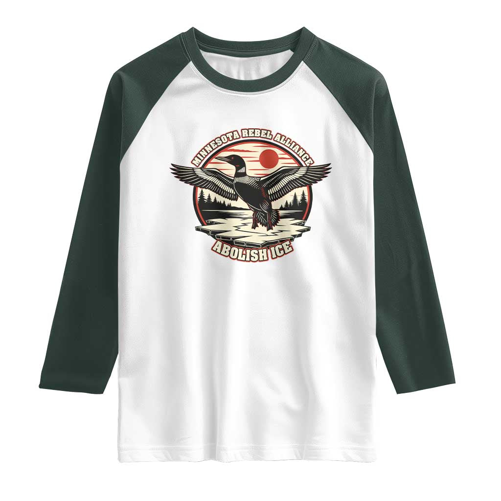 Minnesota Rebel Alliance Loon Raglan Shirt Abolish Ice Protest