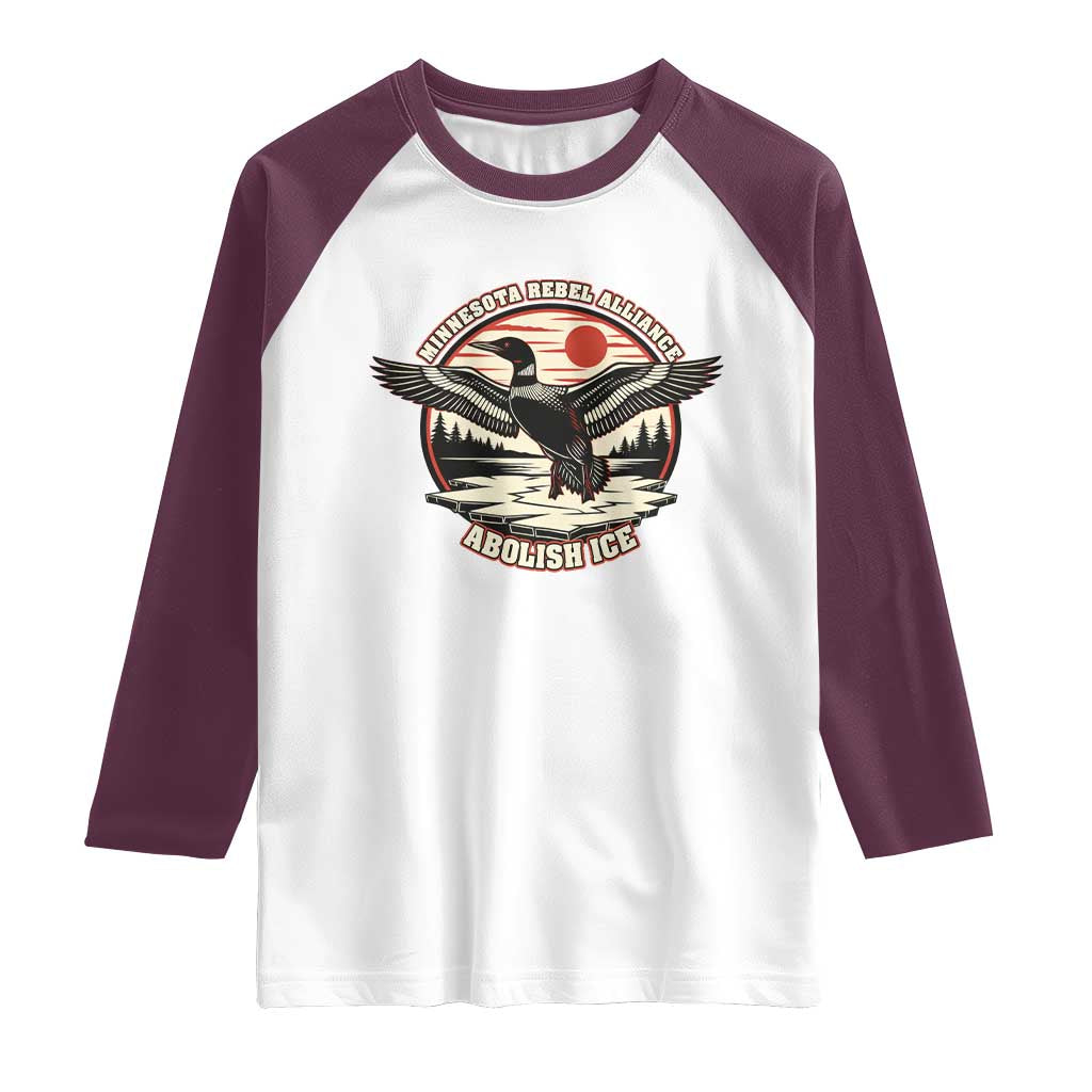Minnesota Rebel Alliance Loon Raglan Shirt Abolish Ice Protest