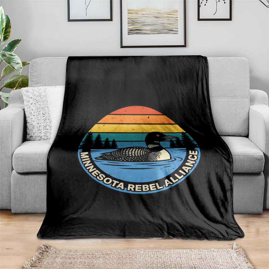 Minnesota Rebel Alliance Vintage Retro Sunset Loon Throw Blanket