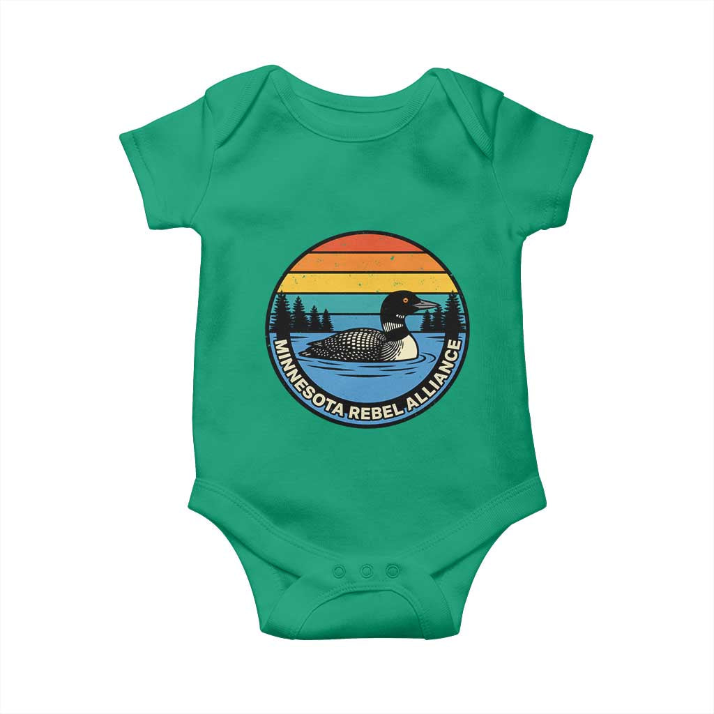 Minnesota Rebel Alliance Vintage Retro Sunset Loon Baby Onesie