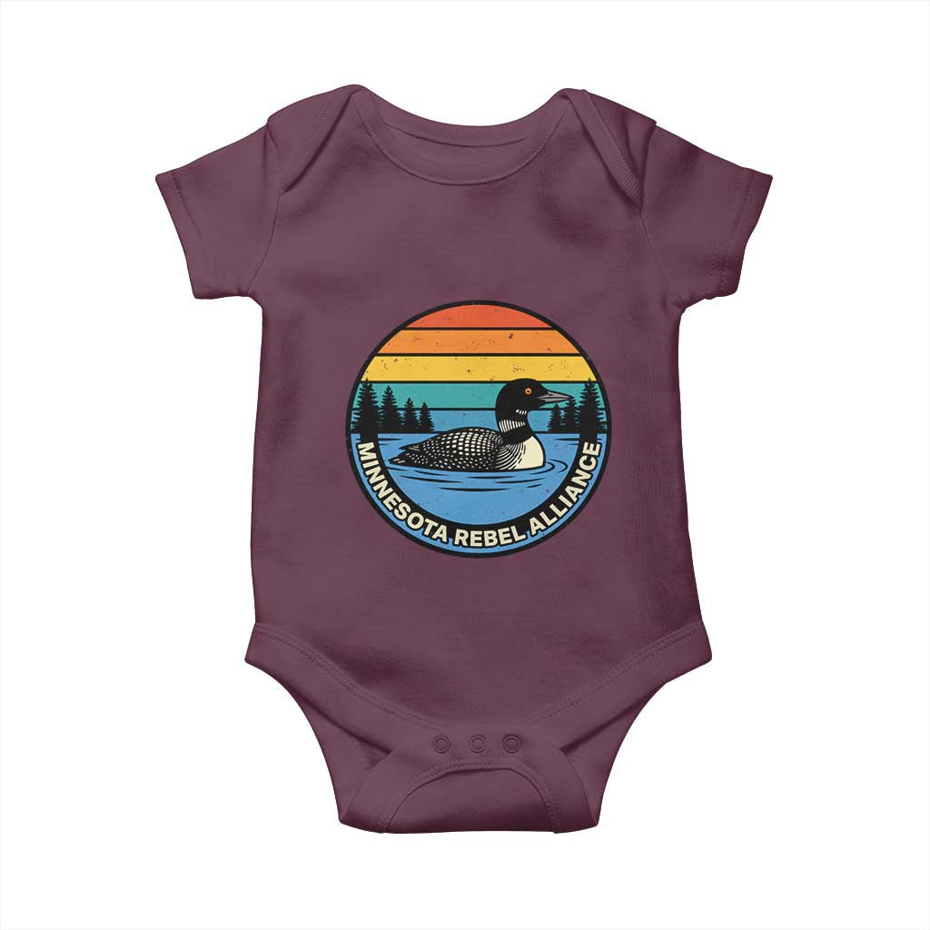 Minnesota Rebel Alliance Vintage Retro Sunset Loon Baby Onesie
