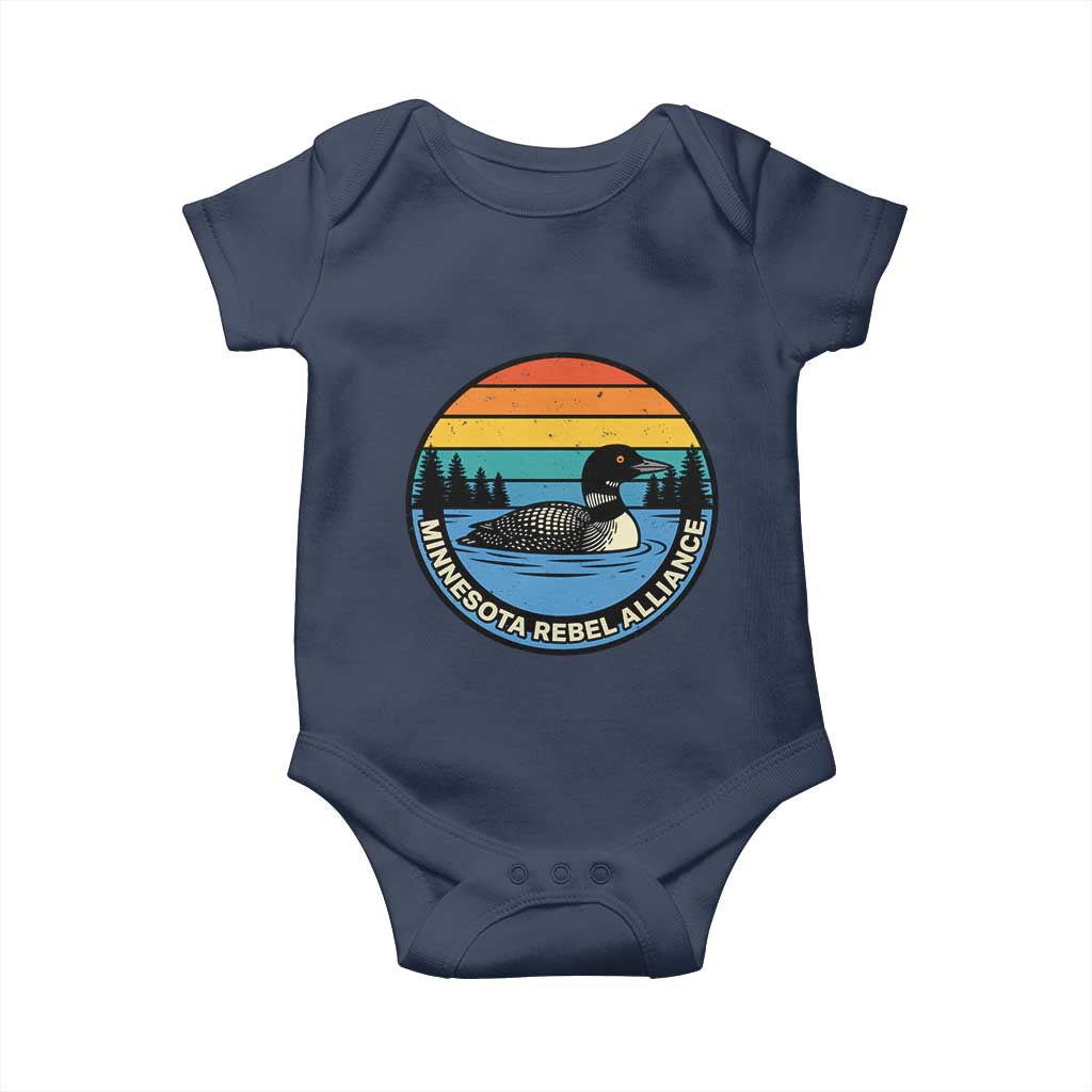 Minnesota Rebel Alliance Vintage Retro Sunset Loon Baby Onesie