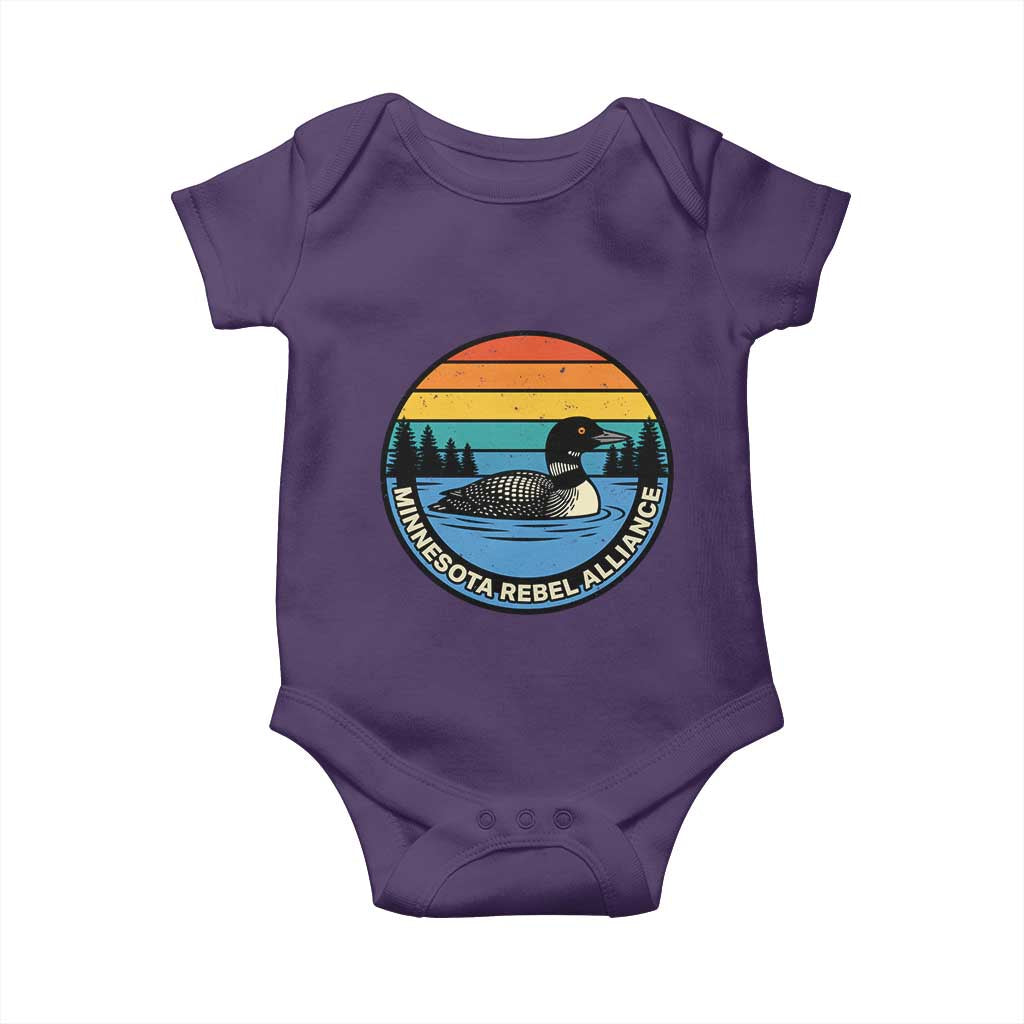 Minnesota Rebel Alliance Vintage Retro Sunset Loon Baby Onesie