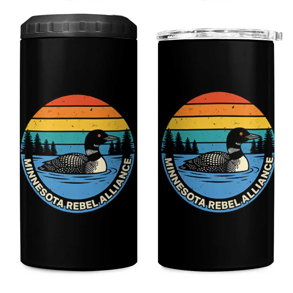 Minnesota Rebel Alliance Vintage Retro Sunset Loon 4 in 1 Can Cooler Tumbler
